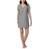 Nautica Womens Sleep Shirt Dress - Cotton Knit Jersey V-Neck Pajama Top - Lightweight & Breathable Sleepwear Loungewear