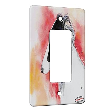 1 Gang Rocker Wall Plate Long Haired Black And White Whippet