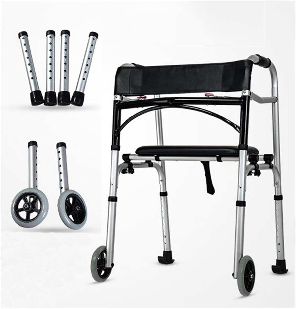 Autopeck Folding Standard Walker Bathroom Toilet Handrail Aluminium Foldable Walking Frame Bariatric Heavy Duty for Seniors Adults -