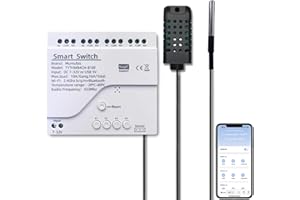 Mumubiz TH10 Smart Temperature and Humidity Monitoring Switch,Tuya Smart WiFi Relay,Dry Contact Passive Output,Compatible With Alexa & Google Assistant. (4 Channel)