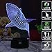 3D Illusion Animal Shark Remote Control LED Desk Table Night Light Lamp 7 Color Touch Lamp Kiddie Kids Children Family Holiday Gift Home Office Childrenroom Theme Decoration by HUI YUAN
