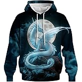 QTAGTESS Novelty Long Sleeve Hoodie Funny Fashion Dragon Print Sweatshirts
