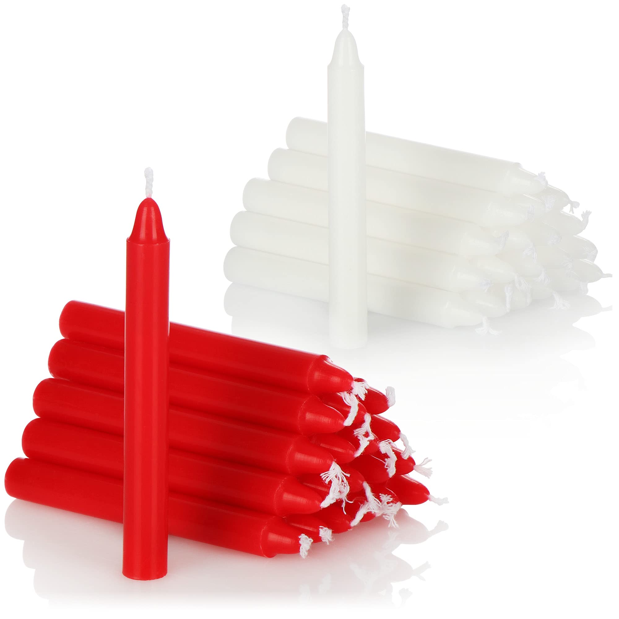 com-four® 40X tree candles made of wax - Christmas tree candles, Christmas tree candles, pyramid candles for Christmas - small candles - Ø 11 x 105 mm (40 pieces - red. White)