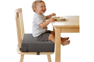 YONTINY Booster Seat for Eating Toddler, Washable PU Kitchen Chair Booster Seat with Double Adjustable Safe Straps, Non-Slip 