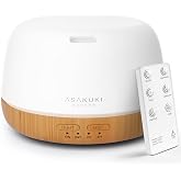 ASAKUKI Essential Oil Diffuser, 300ml Aromatherapy Oil Humidifier | Ultrasonic Diffuser with 7 Colors LED Lights, 2 Mist Mode for Home Bedroom (Wood Grain)