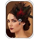 Woeoe 1920s Flapper Feather Headband Crystal Gatsby Headpiece Roaring 20's Party Prom Masquerade for Women