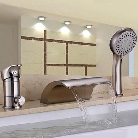 Poli Chrome Generalisee Cascade De Robinetterie Pour Baignoire Avec Douchette Abs Pont Mont 5 Trou Melangeur Robinet Aliexpress