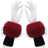 COSYEARS Faux Fur Short Wrist Cuffs Winter Fluffy Furry Wristbands Arm Warmer Accessories for Halloween Party Cosplay