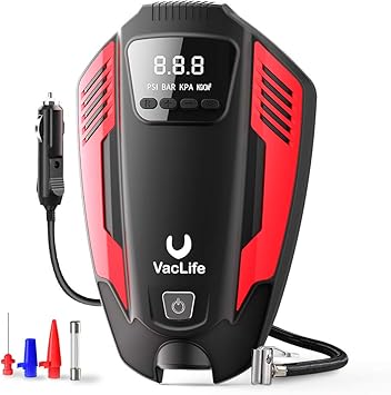 Amazon Com Vaclife Air Compressor Tire Inflator Dc 12v Air Pump For Car Tires Bicycles And Other Inflatables Auto Portable Air Compressor For Car Tires With Led Light 11 5 Feet Long Power