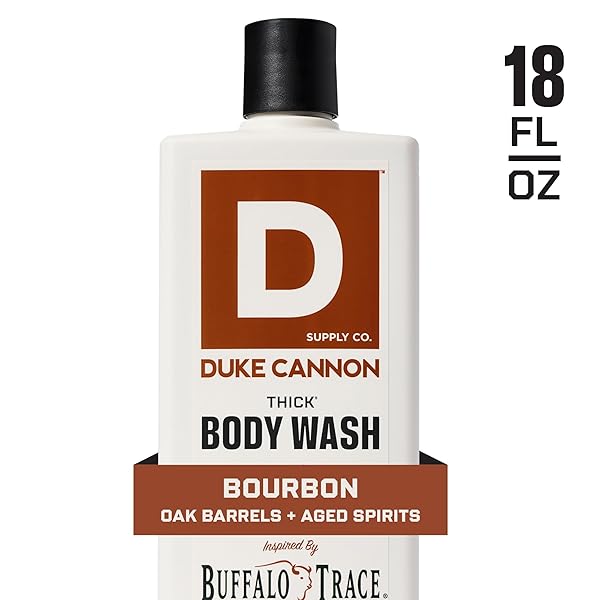 DUKE CANNON SUPPLY CO. THICK HIGH VISCOSITY BODY WASH – 3X THICKER, PLANT-BASED, MINERAL-ENRICHED BODY WASH FOR MEN – BIG AMERICAN BOURBON – MENS BODY SCRUB – BOURBON (18 OZ)
