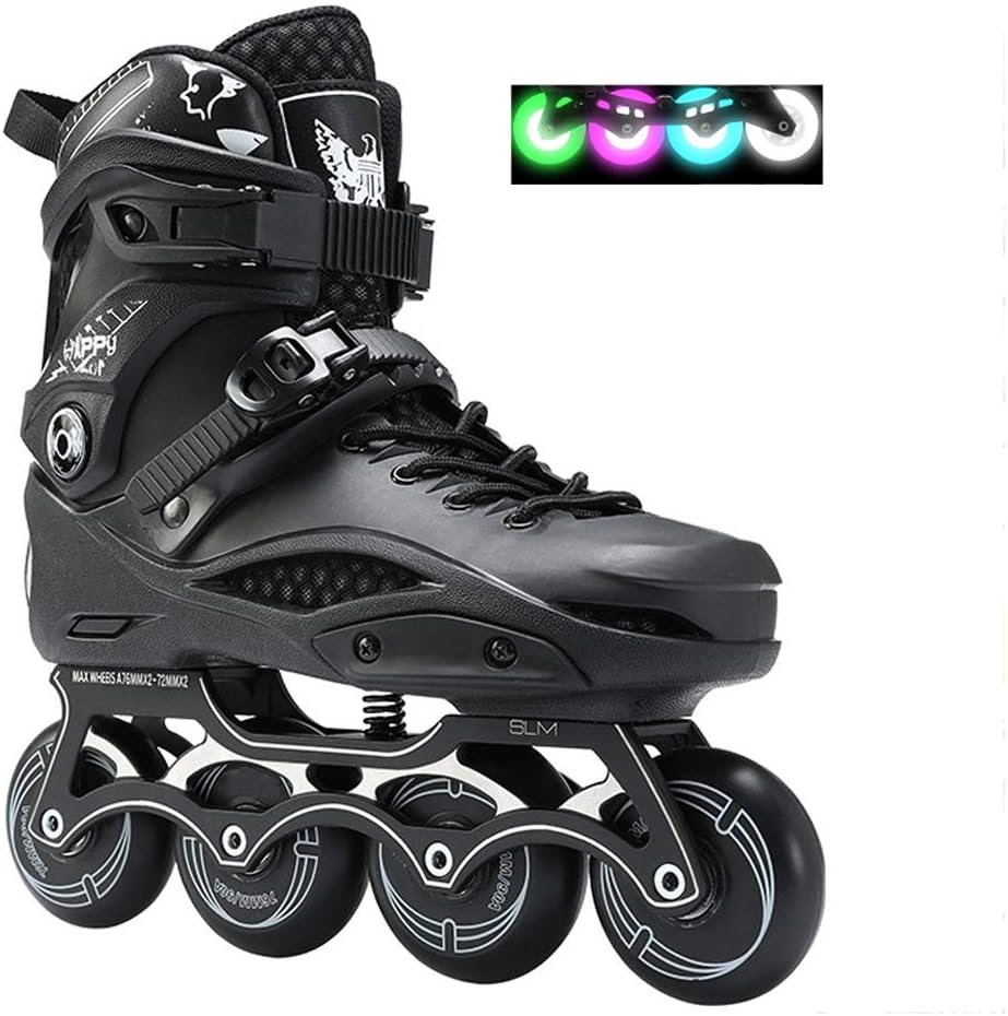 XZ15 Professional Flash Wheel Roller Skates, Beginner Collision Anti-meat Roller Skates (Color : Black, Size : 45)