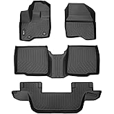HAFIDI Floor Mats Custom for 2011-2014 Ford Explorer 7 Passenger Bench Seat All Weather Protection TPE Heavy Duty Non-Slip Automotive Floor Liners Fits Front& 2nd & 3rd Row Full Set Accessories, Black