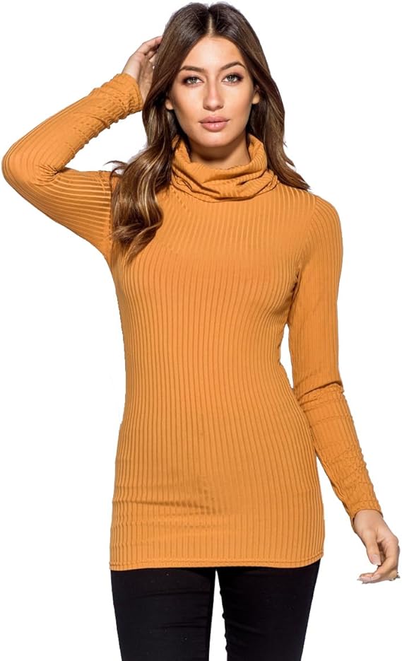 cream ribbed roll neck top