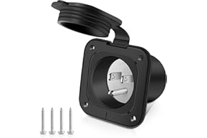 BUMBEE 15 Amp 125V Flanged Inlet, NEMA 5-15P 2 Pole 3-Wire AC Port Plug, RV Shore Power Inlet Plug w/Waterproof Cover for Marine Boat RV Shed Electrical Connections