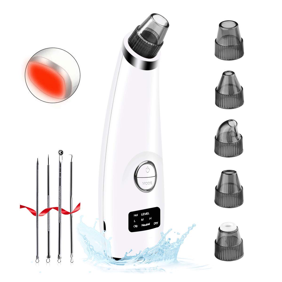 Blackhead Remover Vacuum - Ralthy Electric Blackhead Removal Tools Pore Cleaner Extractor Fast USB Rechargeable Pore Vacuum Including 4 Patterns and 5 Suction Probes for Women and Men [Hot Compress]: Beauty