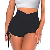 Danysu Cross Waist Booty Shorts for Women Scrunch Butt Lifting Workout Dance Bottom Crossover TIK Tok Legging Shorts