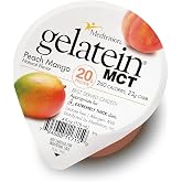 Gelatein MCT Peach Mango: 20 grams of protein. Ideal for swallowing difficulties and fluid restricted diets. Great pre or post-workout snack (Pack of 36) &hellip;