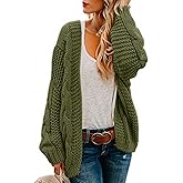 Ferrtye Womens Oversized Chunky Open Front Cardigan Sweaters Cable Knit Long Sleeve Cardigans Outwear Coats