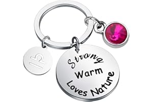 bobauna 12 Zodiac Constellation Keychain Birthstone Astrology Horoscope JewelryBirthday Gift Gift For Family Friend