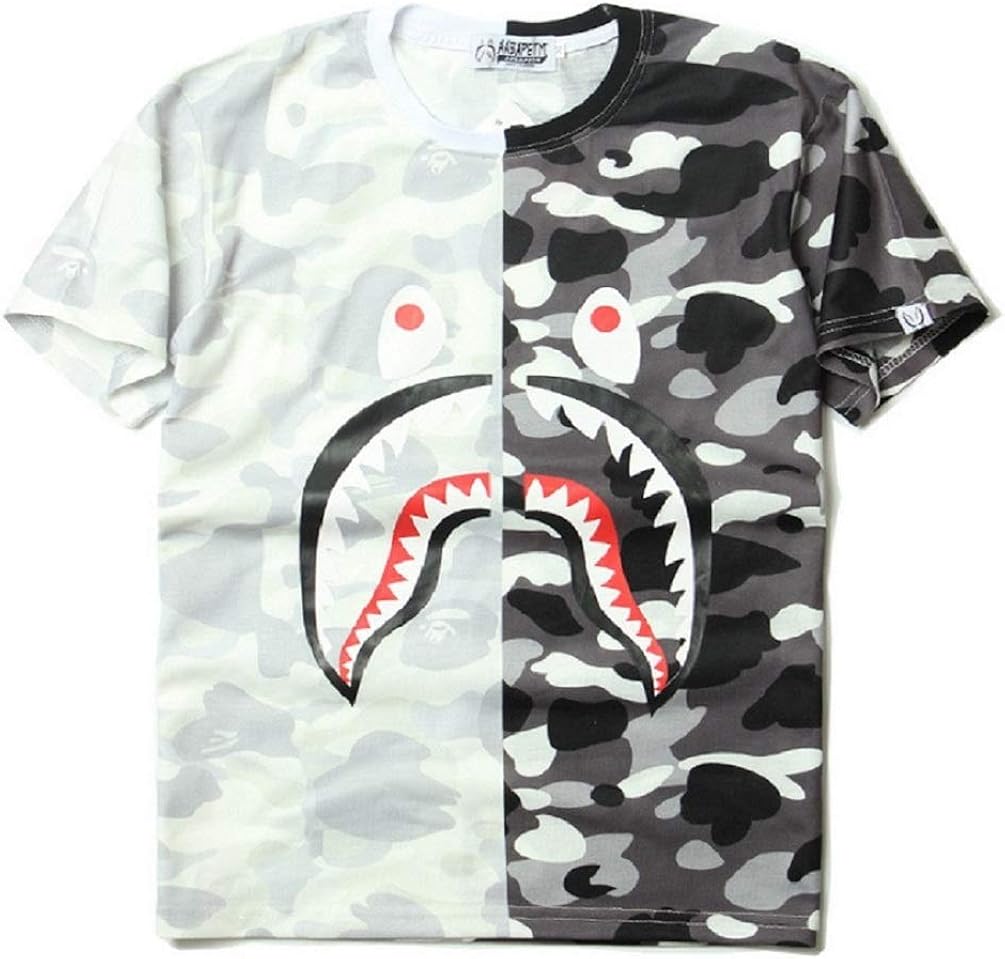 UOREHM Bape Ape Camo Shark Teenage Adult T Shirts Fashion Casual Unisex Tees