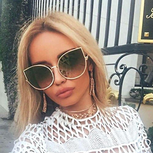 Designer Inspired Cat Eye Oversized Sunglasses Large Metal Frame Women Fashion
