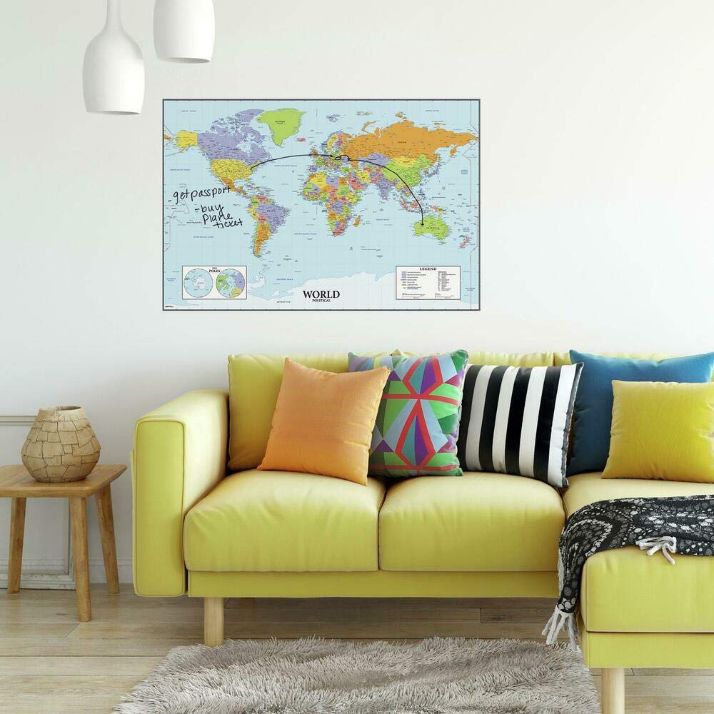 Buy RoomMates RMK2362SLM Dry Erase Whiteboard World Map Giant Peel And 