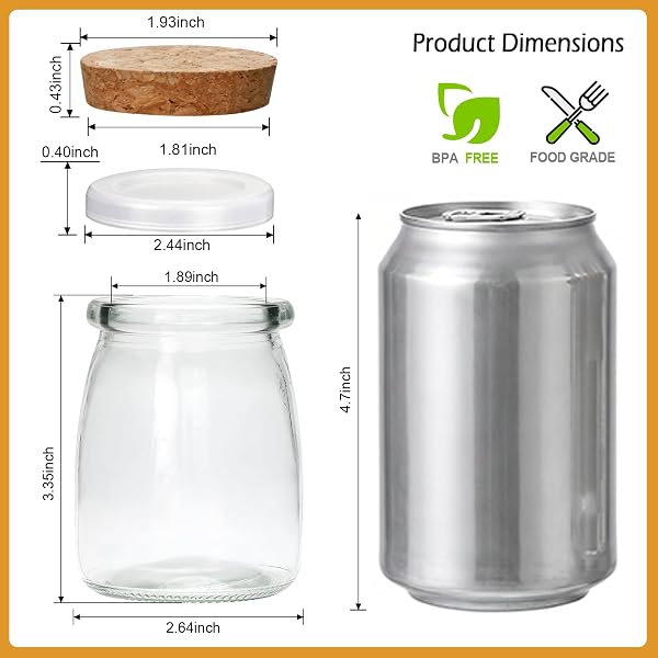 BRAJTTT MINI YOGURT JARS 30 PACK, 7 OZ GLASS FAVOR JARS WITH CORK LIDS, PUDDING CONTAINERS WITH LIDS, MASON JAR WEDDING FAVORS HONEY POT WITH LABEL TAGS AND STRING