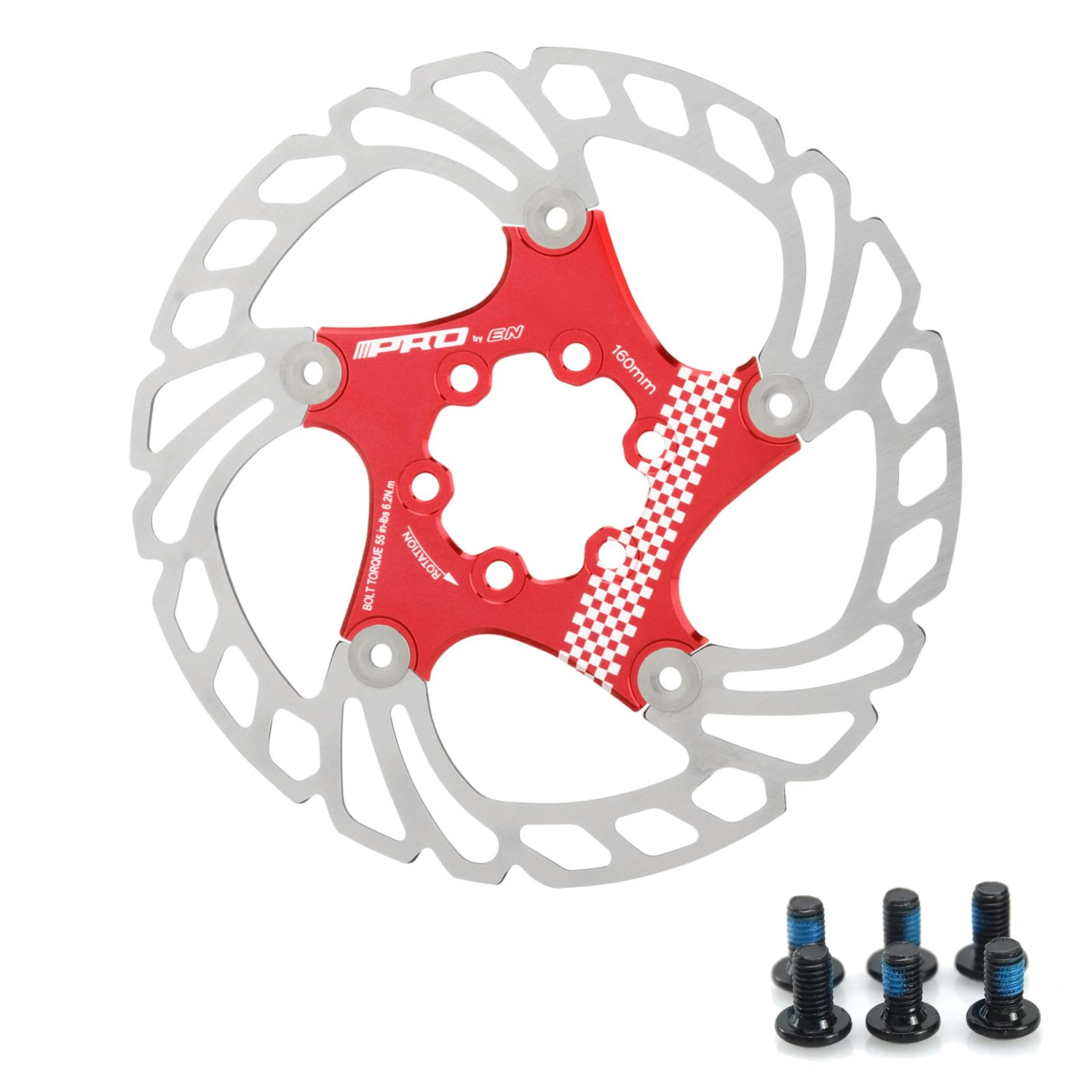 Yongness 160mm Red Bike Disc Brake Disc with 6 Screws Disc Brake Disc Floating Brake Disc Suitable for Road Bike MTB MTB BMX Bike Spare Parts