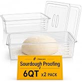 Sourdough Proofing Containers, 2 Pack 6QT Clear Dough Rising Boxes with Lids, Stackable Bulk Fermentation Containers for Bread Baking, Sourdough &amp; Pizza Dough