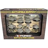 BattleTech Battlefield Support: Battle &amp; Fire | Eight Plastic Miniatures with Dry-Erase Alpha Strike Cards &amp; Crew Cards for Classic BattleTech and Alpha Strike Tabletop Warg