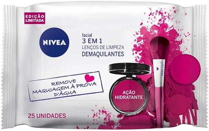 Lenços de Limpeza Demaquilantes Nivea 3 em 1 Ação Hidratante 25 Unidades, Nivea