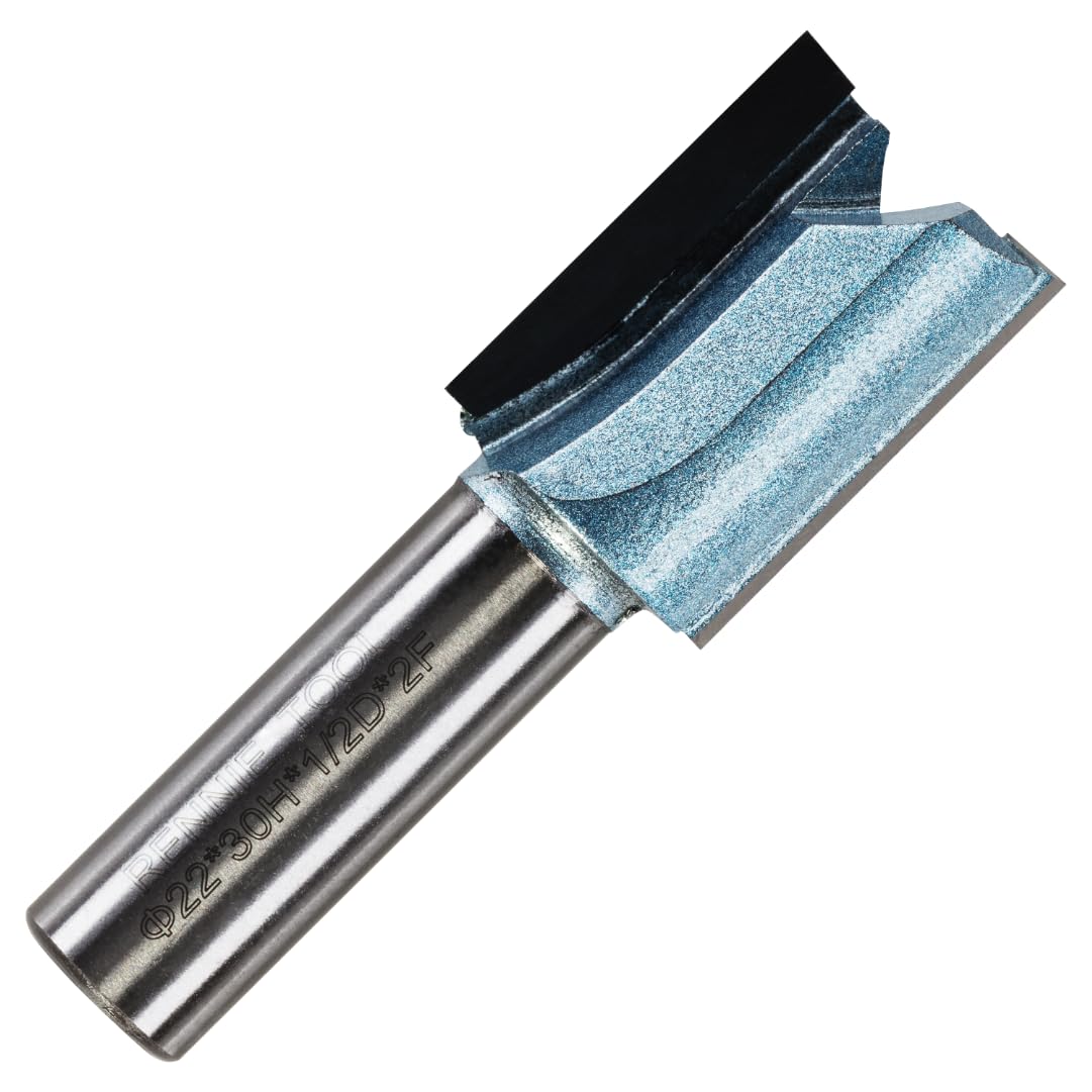 Rennie Tools - 22mm (7/8") Cutting Diameter x 30mm Flute x 1/2" Shank TCT Tipped 2 Flute Straight Router Cutter Bit. Compatible With Makita Trend Festool Hikoki Dewalt Router Etc. 22mm Router Bit
