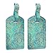 FINTIE 2 Pack Luggage Tags, Leather Name ID Labels with Privacy Cover for Travel Bag Suitcase, Theme - Shades of Blue
