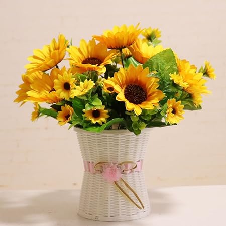 Fiori Artificiali Con Vaso Per L Arredamento Domestico Girasoli Per La Tavola Da Pranzo Edizione 1 Set Amazon It Casa E Cucina