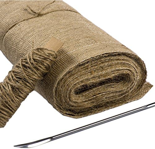 Burlap Roll, Jute, and Needle - 40 Inches Wide by 10 Yards (30 Feet) Long - for Crafts, Plant Protection and Storage