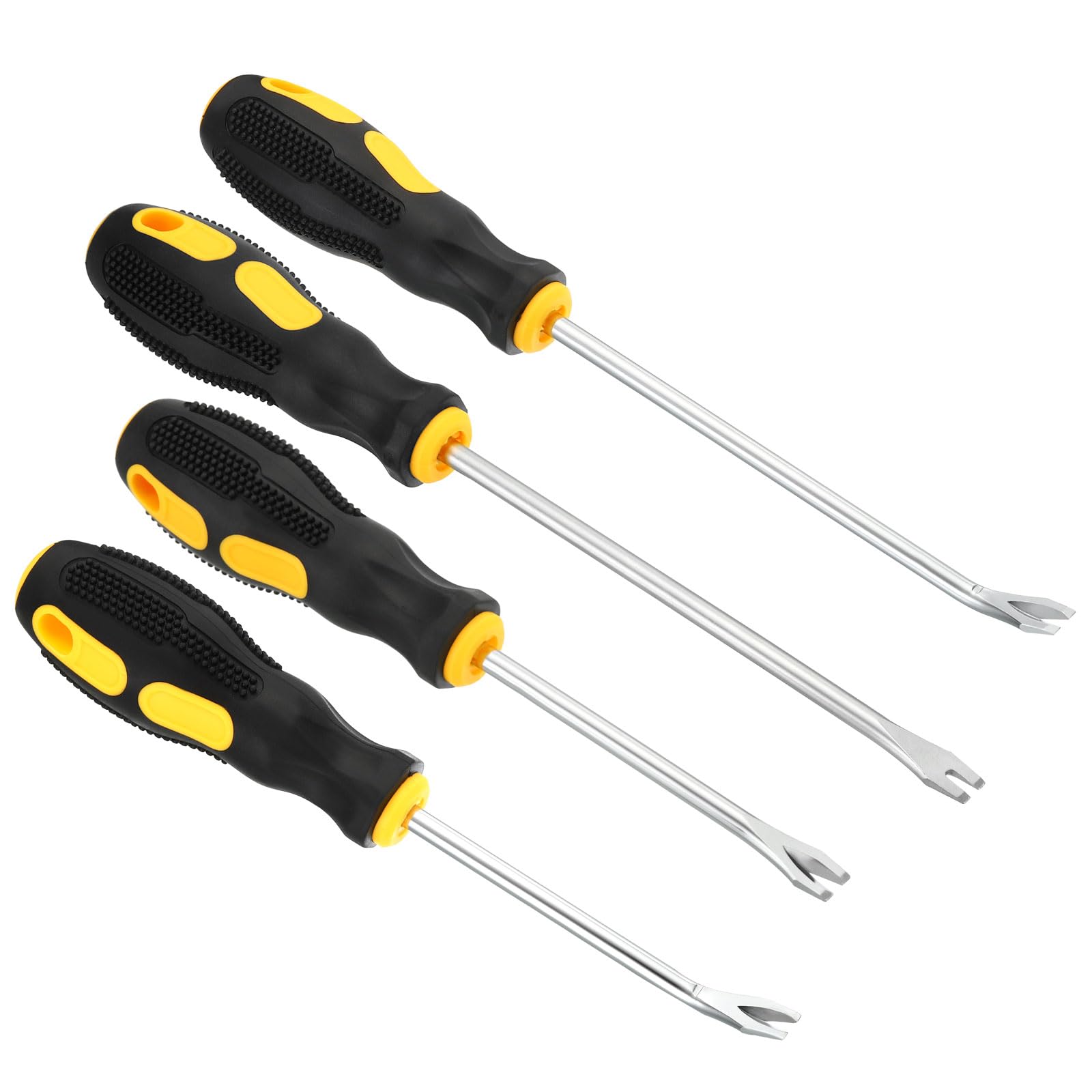 PATIKIL Upholstery Staple Remover, 4" V Straight Curved 6" U V Shape Construction Staple Puller Staple Nail Tack Tool for Furniture Wooden Floor Photo Frame, Yellow