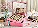 Glenor Co Jewelry Box Organizer for girls - 28 Section - Modern Buckle Closure, Large Mirror & 2 Trays for Women & Teens - For Earring Ring Necklace Bracelet & Watch - Leather Design - Pink