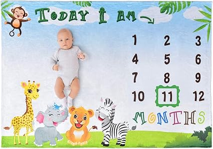 Wernnsai Jungle Couverture De Milestone 150 X 100cm Flanelle Couvertures De Lit Singe L Elephant Girafe Nouveau Ne Bebe Couverture Baby Shower Cadeaux D Anniversaire Amazon Fr Bebes Puericulture