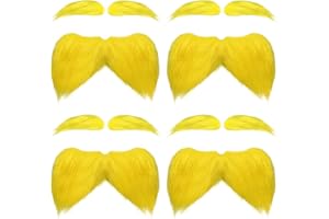Luvfamday Yellow Mustache and Eyebrows 12 Pcs Fluffy Beard Cosplay Costume Accessories Funny Party Favors Men Women