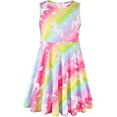 JESKIDS Little Girls Unicorn Dress Sleeveless Casual Twirl Dresses Print Sundress