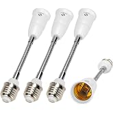RONG&amp;LAN E27 Flexible Light Bulb Lamp Socket Adapter Extender/Adjustable Edison Bulb Socket Extension for Home Light Fixtures/LED Grow Light Socket Stand etc (7.8inch,4-Pack)