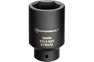 Powerbuilt 1/2-inch Drive Axle Nut Socket, 36mm 6 Point Extra Deep, Remove Front Wheel Drive Axle Shaft Nuts, Pin Hole - 6484