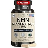VINATURA NMN Complex Supplement 1325MG - NMN 1000mg with Resveratrol and TMG, Support NAD+, 60 Capsules