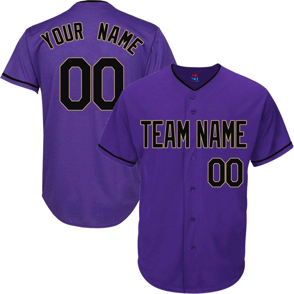 Pullonsy Purple Custom Baseball Jersey for Men Throwback Embroidered