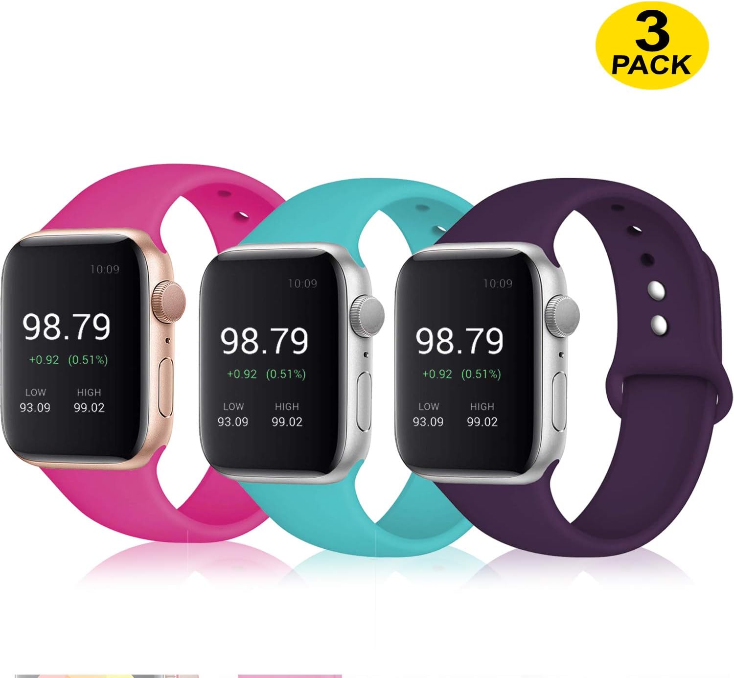 DOBSTFY Sport Bands Pack Compatible for Watch Band 38mm 40mm 42mm 44mm, Silicone Replacement Wristband Strap Women Men for Watchband Series 5 4 3 2 1, All Version, Small/Large