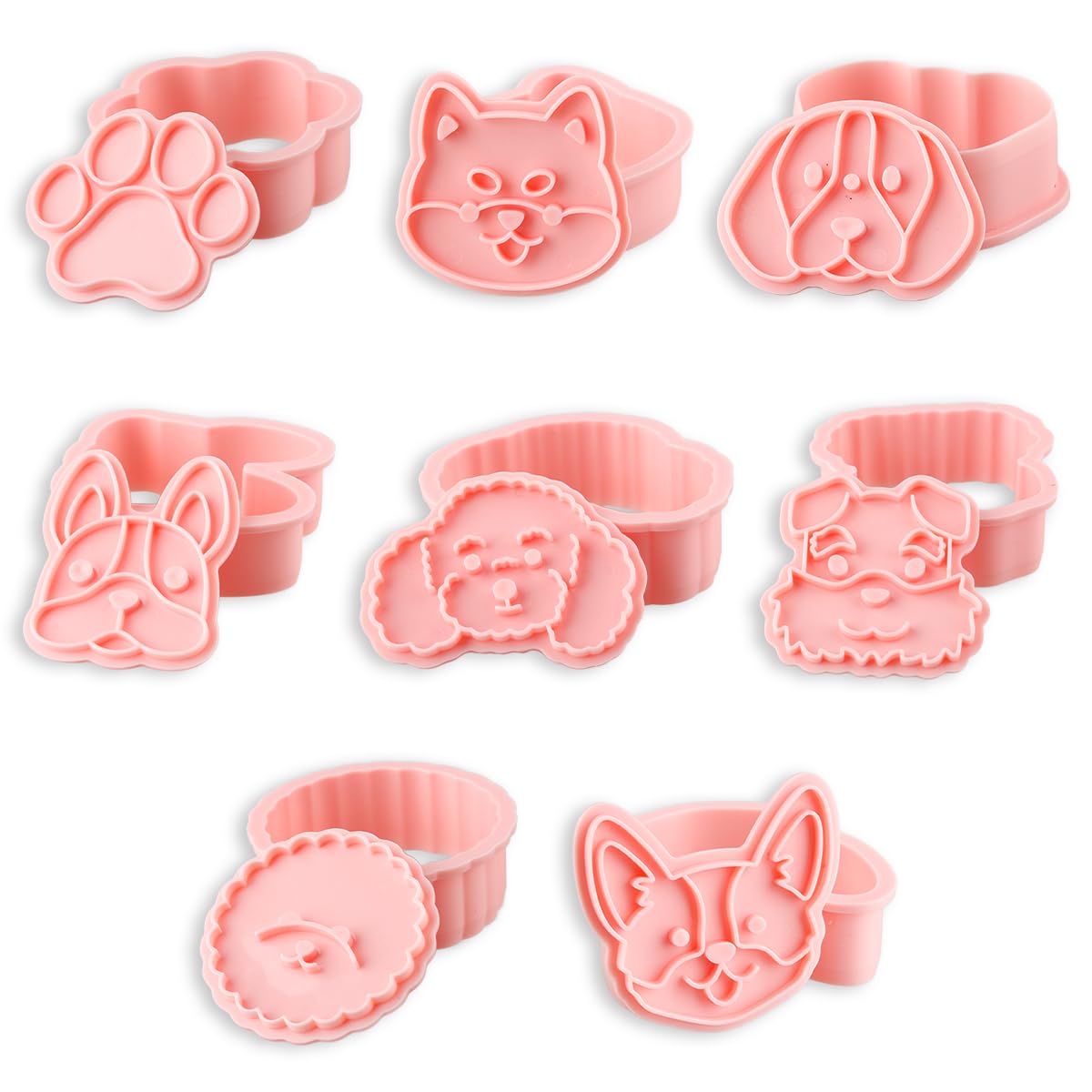 GLADFRESIT 8PCS Dog Head Biscuit Mould Cartoon Puppy 3D Press Cutting Mould Bakery Set for Cookies & Fondant Cakes Biscuits