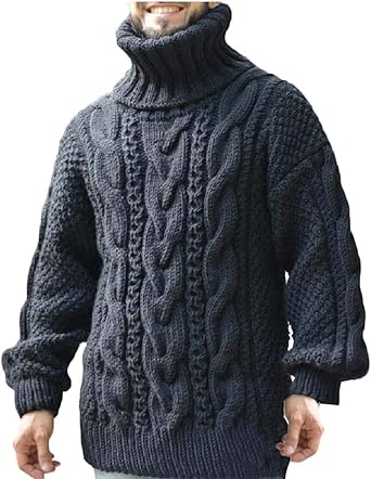 Men S Winter Turtleneck Sweater Casual Long Sleeve Solid Color Ribbed Cable Knit Pullover Tops At Amazon Men S Clothing Store