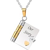 Arogheiz Love Book Necklace for Lovers Necklaces for Women Openable with 6 Pages of Engraved Information Valentine's Day Memory Gift Jewelry for Grilfriend Wife