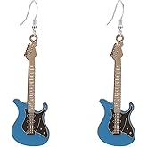 QIAOLEHUI Guitar Music Earrings Bass Electric Guitar Dangle Drop Earrings for Women Chic Rock Music Lovers Singer Personalized Concert Party Rock and Roll Accessories