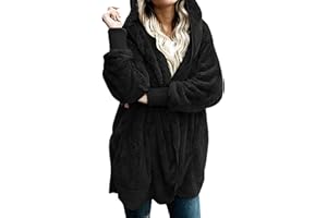 TARIENDY Women Sherpa Jacket Fall Winter Fleece Fuzzy Lightweight Open Front Hooded Cardigan Oversized Hoodie with Pocket